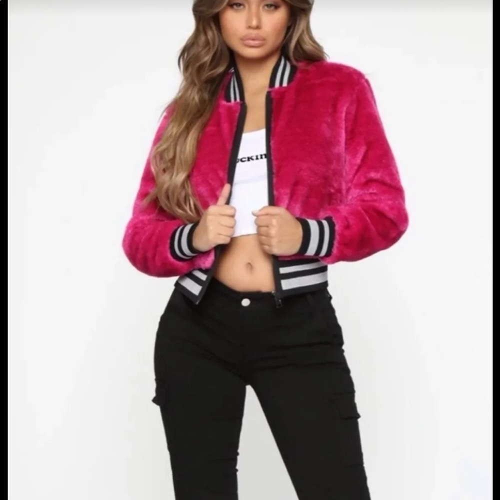 Fashion Nova Fur Bomber Jacket - Picture 2 of 7